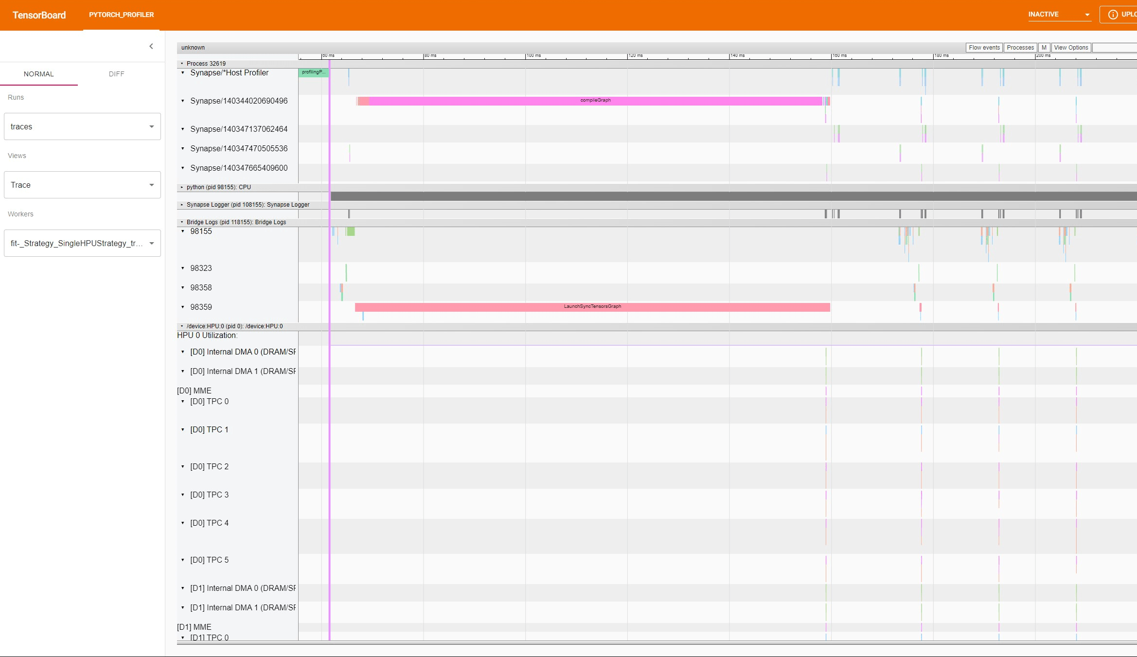 HPUProfiler trace on tensorboard